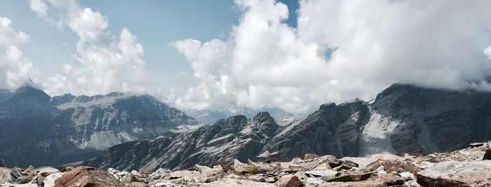 Scenic view of mountains against sky