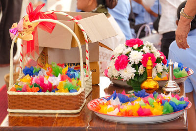 Colorful flowers for sale in market