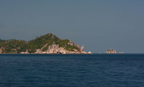 Scenic view of sea against clear sky