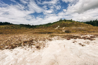 Scenic view of land against sky