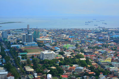 High angle view of townscape against sky