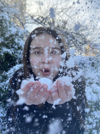 Portrait of girl in snow