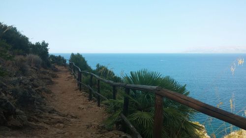 Scenic view of sea against clear sky
