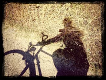 Shadow of woman on wall