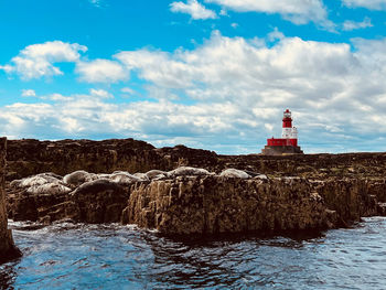 Lighthouse and rock formations