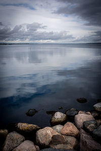 Scenic view of sea shore against sky