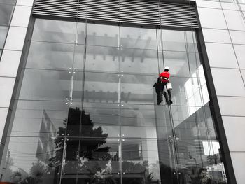 People working in modern building