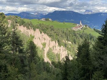 Panoramic view of landscape and mountains against sky