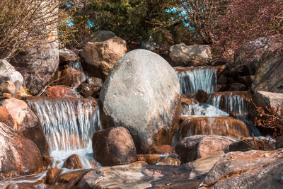 View of waterfall in forest