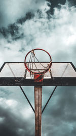 Low angle view of basketball hoop against sky