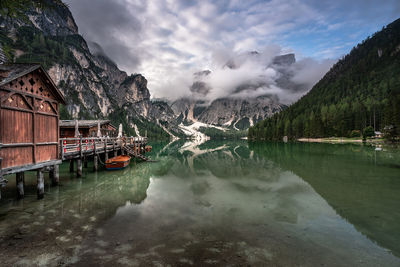 Scenic view of lake against sky