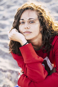 Portrait of young woman at beach