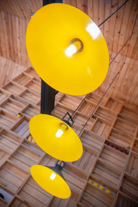 Close-up of yellow balloons on table