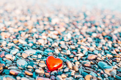 Close-up of stones on beach