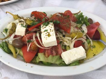 Close-up of salad served in plate