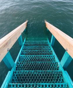 High angle view of steps in sea