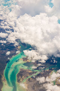 Aerial view of sea against sky