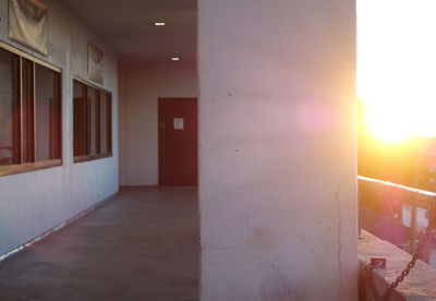 Illuminated corridor of building