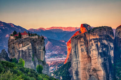 Rock formations at sunset