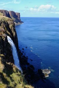 Scenic view of sea against blue sky