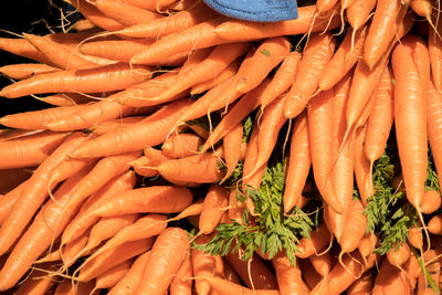 High angle view of vegetables for sale at market stall