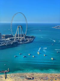 Scenic view of sea against blue sky