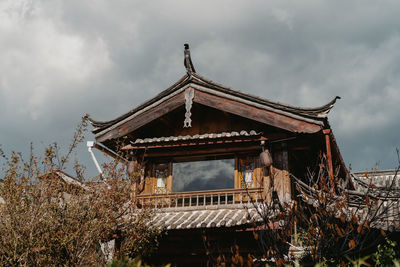 Low angle view of temple against sky