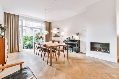 Empty chairs and table at home