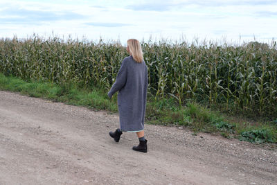 Young woman walking at countryside