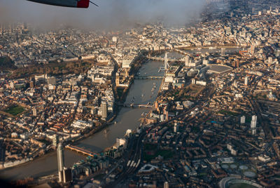 High angle view of buildings in city