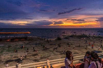 Scenic view of sea at sunset