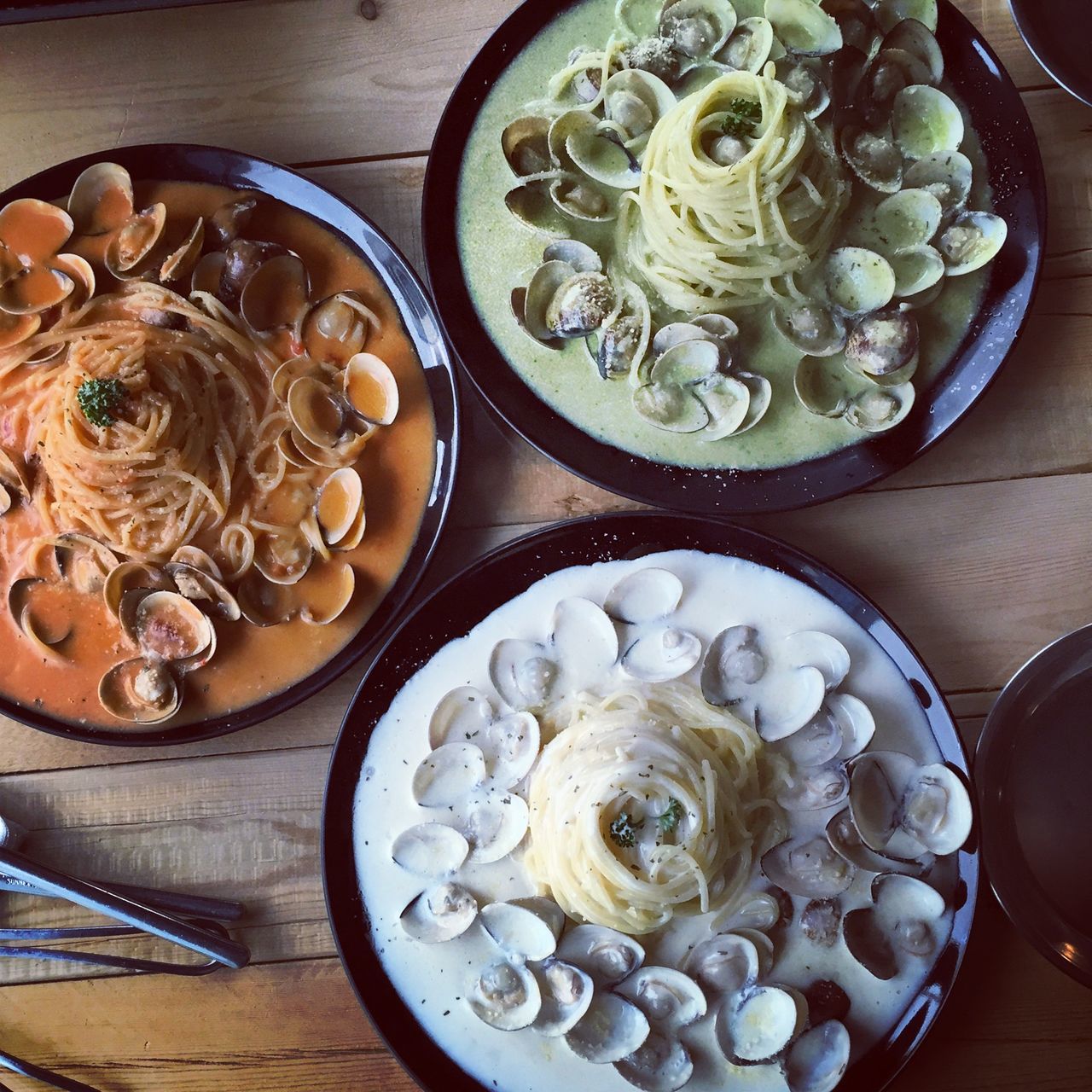 food and drink, indoors, freshness, food, table, plate, ready-to-eat, still life, high angle view, bowl, serving size, directly above, healthy eating, spoon, indulgence, meal, no people, close-up, noodles, served