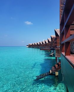 Scenic view of sea against blue sky