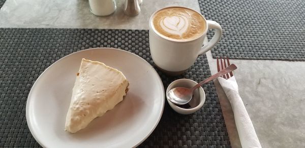 High angle view of breakfast on table