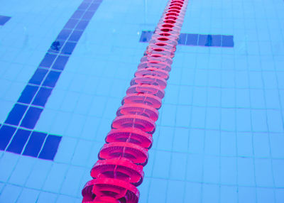 High angle view of lane marker in swimming pool