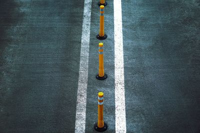 High angle view of traffic poles