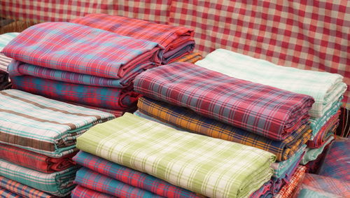 Full frame shot of multi colored textiles at market stall