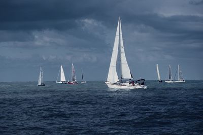 Boats sailing in sea