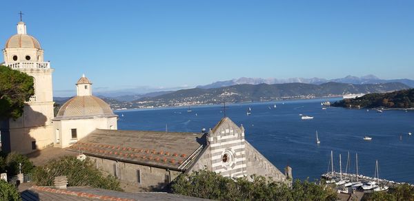 Panoramic view of buildings against sky in city