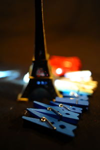 Close-up of toy car on table