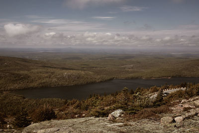 Scenic view of lake against sky