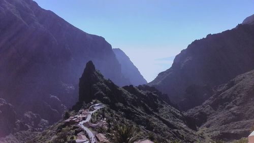 Scenic view of mountains against clear sky