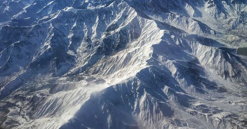 Aerial view of snowcapped mountains