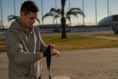 Young man using mobile phone