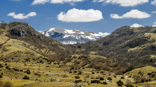 Scenic view of mountains against sky