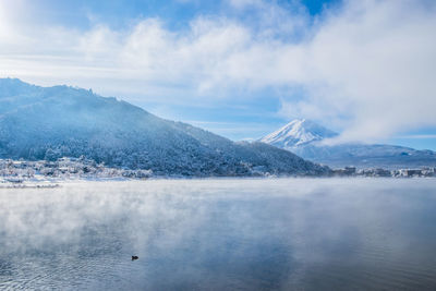 Scenic view of lake kawaguchiko against mount fuji