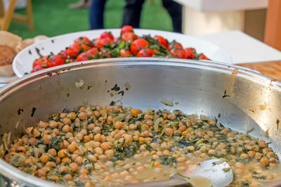 High angle view of vegetables in container for sale at market