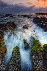 Scenic view of waterfall