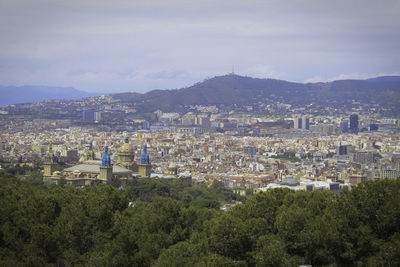 High angle view of townscape against sky