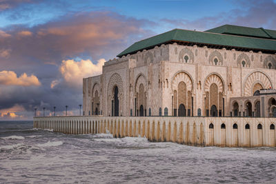 Hassan ii mosque, the largest mosque with waves on the atlantic ocean